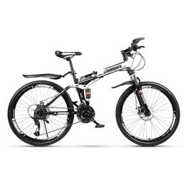 QCLU Folding Bike QCLU Foldable Mountain Bike, Outdoor Fitness, Recreational Cycling, 26 Inch Spoke Wheel, Trekking Bike Men Bike Girl Bike, Fully Mountain Bike (Color : Black, Size : 21-Speed)