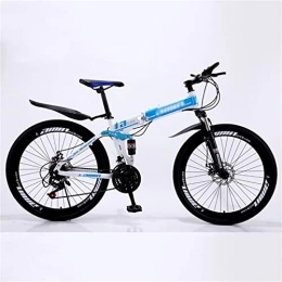QCLU Bike QCLU Foldable Mountain Bike, Outdoor Fitness, Recreational Cycling, 26 Inch Spoke Wheel, Trekking Bike Men Bike Girl Bike, Fully Mountain Bike (Color : Blue, Size : 21-Speed)