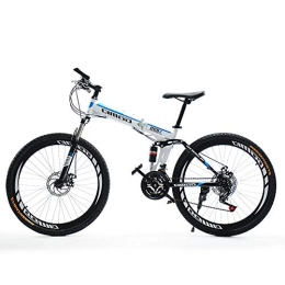 QIANG Bike QIANG Foldable Mountain Bike For Men And Women 24 / 26 Inch Variable Speed Adult Shock-absorbing Bicycle Double Disc Brake Soft Tail Carbon Steel Off-road City Cycling Travel, White-24inch-Spokewheels