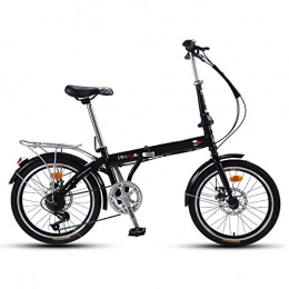 QIANG Folding Bike, 20 Inch Lightweight Aluminum Alloy Bicycle For Men And Women7 Speed Dual Disc Brakes,Carbon Steel Frame Unisex, Front+Rear Mudgard,Black