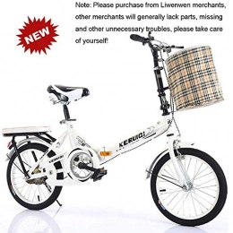 QINYUP Bike QINYUP 20 Inch Folding Bicycle Women'S Light Work Adult Adult Ultra Light Variable Speed Portable Adult Small Student Male Bicycle Folding Carrier Bicycle Bike, White