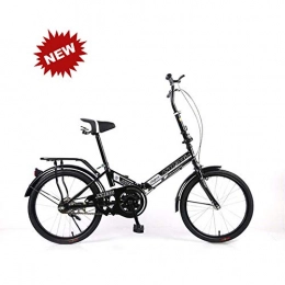 QINYUP Folding Bike QINYUP Folding Bicycle Female Student 20 Inch Single Speed Variable Speed Shock Absorber Bicycle Portable Folding Bicycle, Black, Singlespeed