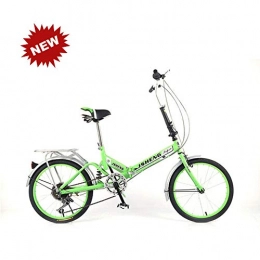 QINYUP Folding Bike QINYUP Folding Bicycle Female Student 20 Inch Single Speed Variable Speed Shock Absorber Bicycle Portable Folding Bicycle, Green, Singlespeed