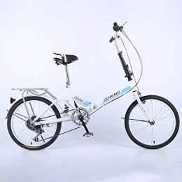 QINYUP Bike QINYUP Folding Bike Speed Bicycle, Ultra Light Portable Adult Women's Folding Student Car, White