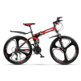 Qj Bike Qj Dual Suspension Mens Bike 26inch 3-Spoke Wheels High-carbon Steel Frame Bicycle with Disc Brakes, 24Speed