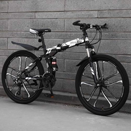 Qj Folding Bike Qj Mountain Bike 27 Speed Steel Frame 26 Inches Dual Suspension Folding Bike, a