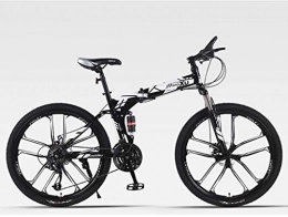 Qj Bike Qj Mountain Bike 27 Speed Steel Frame 26 Inches Dual Suspension Folding Bike, Black White