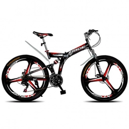 Qj Folding Bike Qj Mountain Bike Bicycle 30 Speed MTB 26 Inches Dual Suspension Folding Bike, Black