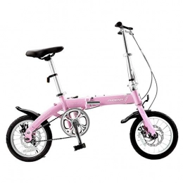 QLHQWE Bike QLHQWE 14'' Folding Bike Ultra-light Portable Bicycle Adult Student Aluminum Woman Cycling Alloy Bicycle bisiklet bicicletas, Pink