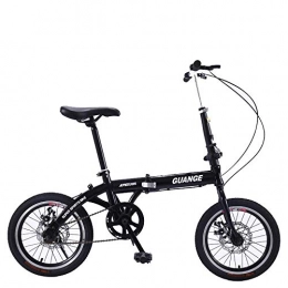 QLHQWE Bike QLHQWE Folding Bicycle Aluminum Alloy 16 Inch 7 Speed Aluminium Front And Rear Disc Brake, Black