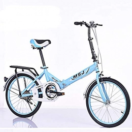 QMMCK Folding Bike QMMCK 20-inch Folding Bicycle, with A Value-added Gift Bag, Canvas Basket, Rear Seat, Car Bell, Tail Light, Installation Tools, Car Lock, Pump, Suitable for School and Work People (4)
