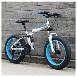 QMMD Bike QMMD 20-Inch Mountain Bikes, Kids Folding Bicycle, Fat Tire Anti-Slip Bikes, 21-24-27-Speed Drivetrain Dual-Suspension Mountain Bike, Dual Disc Brake Bike, B Spokes, 24 speed