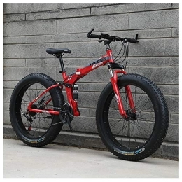QMMD Bike QMMD 24-Inch Mountain Bikes, Adult Foldable Frame Bicycle, Dual Disc Brake Fat Tire Mountain Trail Bike, 21-24-27-Speed Dual Suspension All Terrain Mountain Bike, A Spokes, 21 speed