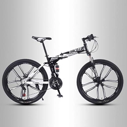 QMMD Bike QMMD 24-Inch Mountain Bikes, Folding Dual-Suspension Mountain Bike, Mens Dual Disc Brake All Terrain Mountain Bike, Women High-carbon Steel Anti-Slip Bikes, B 10 Spoke, 27 speed