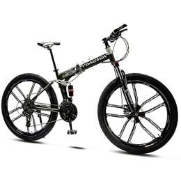 QMMD Bike QMMD Folding Mountain Bikes, 24-Inch Full Suspension Bicycle, Adult Mountain Trail Bike with Dual Disc Brake, 21-24-27-30- Speeds Anti-Slip Bikes, Bikes, Cyan 10 Spoke, 30 speed