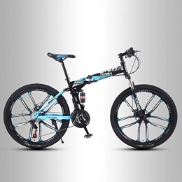 QMMD Bike QMMD MensMountain Bikes, 26-Inch Foldable Frame Bicycle, Dual Suspension, High-carbon Steel Mountain Trail Bike, Adult Dual Disc Brake All Terrain Mountain Bike, C 10 Spoke, 21 speed