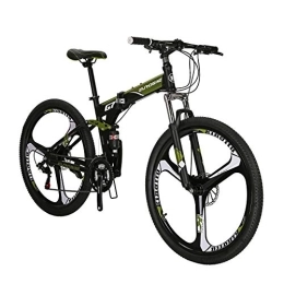 QQW Bike QQW Folding Mountain Bike for Adults Full Suspension Bicycle Foldable Bikes for Mens / 3-Spoke Green