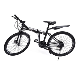 QRANSEUYXY Bike QRANSEUYXY 26 inch Mountainbike, Folding Road Bike with 21 Speed Disc Brakes Carbon Steel Lockable Fork Men and Women, for Daily, Work, Mountains Touring and Outdoor Riding