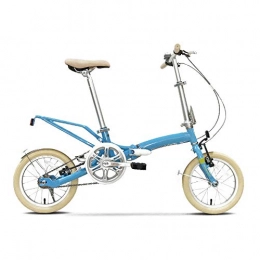 QuXiaoMo Bike QuXiaoMo Folding Bicycle, Male And Female Style Adult Student Lightweight High-carbon Steel Bicycle, 14-inch Wheels, V Brake Commute (Color : Blue)