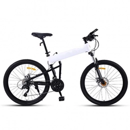 QuXiaoMo Folding Bike QuXiaoMo Mountain Bike, Unisex Folding Speed Cross-country Bike, 30-speed, Double Shock Absorption, Light Carrying Belt, Commute (Color : White)