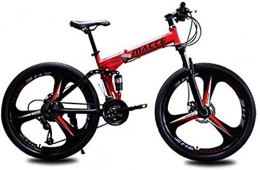 RDJSHOP Folding Bike RDJSHOP Folding Mountain Bike for Adults, 24 / 26 Inch Mountain Bike with Double Disc Brake 21 Speed Carbon Steel Frame MTB Bicycle with 3 Spoke Wheel, Red-24inch