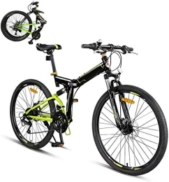 RENXR 26" Foldable Bicycle 24-Speed Folding Mountain Bike, Unisex Lightweight Commuter Bike, Double Disc Brake, MTB Full Suspension Bicycle,A