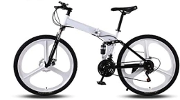RENXR Bike RENXR 26 Inch Mountain Bikes, Folding High Carbon Steel Frame Variable Speed Double Shock Absorption Foldable Bicycle For People with A Height of 160-185Cm, White