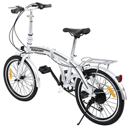 Ridgeyard Bike Ridgeyard 20" 6 Speed Folding Foldable Adjustable City Bike Bicycle Shimano (Silver-2)