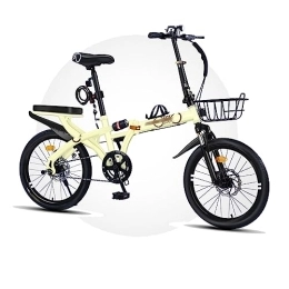 RINGGLO Folding Bike RINGGLO 7 Speed Folding Mountain Bike for Adult, 20inch Dual Disc Brake High Carbon Steel Frame Mountain Bike with bicycle Complete set of accessories, for Men Women, Beige, 7 speed