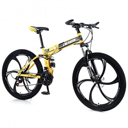RMBDD Bike RMBDD 21 Speed Folding Mountain Bike, 26 Inch Lightweight Comfortable Foldable High Carbon Steel Frame Suspension Bicycle with Dual Disc Brakes Suitable for 5'3" to 5'7" Unisex for Adult