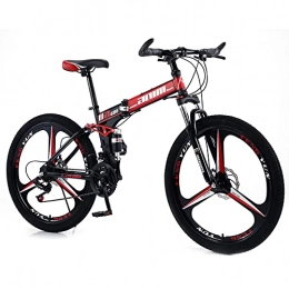 RMBDD Folding Bike RMBDD 26 Inch Folding Mountain Bike, Mountain Bicycle, 30 Speed Gear System Dual Suspension, High Carbon Steel Frame, Double Disc Brake, Bike for Men Women Students and Urban Commuters
