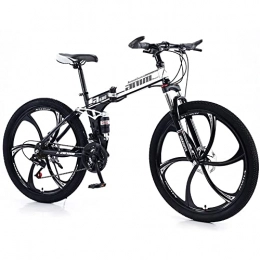 RMBDD Folding Bike RMBDD 26 Inch Wheels Folding Mountain Bike Full Suspension 24 Speed Mountain Bicycle with High Carbon Steel Foldable Frame and Double Disc Brake 24-Speed Braking System for Adults Bike