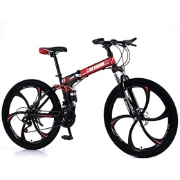 RMBDD Bike RMBDD 27 Speed Folding Mountain Bicycle, 26 Inch Mountain Bike with Foldable Frame and Double Disc Brake, Front Suspension Anti-Slip Shock-Absorbing Men or Women Adult Mountain Bicycle