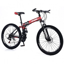 RMBDD Bike RMBDD Folding Mountain Bike 26 Inch Bicycle 24 Speed Speed Dual Disc Brakes Mountain Trail Bike with High Carbon Steel Frame Front Suspension Anti-Slip Shock-Absorbing for Men and Women