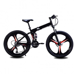 WLGQ Bike Road Bike, 24 / 26Inch Dual Disc Brake Folding Bike, 21 Speed Bicycle Full Suspension MTB, With Double Disc Brake Carbon Steel Frame MTB Bicycle