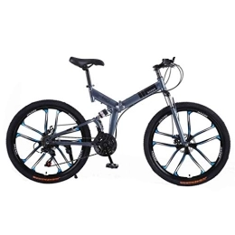RYP Folding Bike Road Bikes Bicycle Mountain Bike Adult MTB Foldable Road Bicycles For Men And Women 24In Wheels Adjustable Speed Double Disc Brake Off-road Bike (Color : Gray-C, Size : 30 Speed)
