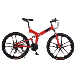 RYP Folding Bike Road Bikes Bicycle Mountain Bike Adult MTB Foldable Road Bicycles For Men And Women 26In Wheels Adjustable Speed Double Disc Brake Off-road Bike (Color : Red2, Size : 24 Speed)