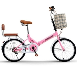 Road Bikes Bike Road Bikes Foldable Bicycle Women’s Ultra-light Portable Bicycle Adult 16-inch, 20-inch Bicycles Student Bike Foldable (Color : Pink, Size : 20 inches)