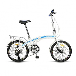 ROYWY Folding Bike ROYWY 20" Lightweight Alloy Folding City Bike Bicycle, Comfortable Mobile Portable Compact Lightweight Great Suspension Folding Bike for Men Women - Students and Urban Commuters / blue