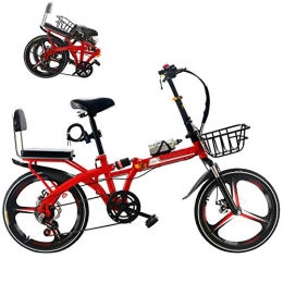 ROYWY Bike ROYWY 26 Inches Lightweight Folding MTB Bike, Foldable City Commuter Bicycles, 7 Speed Mens Womens Mountain Bike + Double Disc Brake / Red