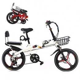 ROYWY Folding Bike ROYWY 26 Inches Lightweight Folding MTB Bike, Foldable City Commuter Bicycles, 7 Speed Mens Womens Mountain Bike + Double Disc Brake / White