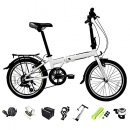 ROYWY Bike ROYWY Foldable Mountain Bike, 20 Inches Off-road MTB Bike, Unisex Foldable Commuter Bike, 6-Speed Folding Shock-absorbing Bicycle / White