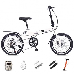 ROYWY Bike ROYWY Mountain Bike Folding Bikes, 7-Speed Double Disc Brake Full Suspension Bicycle, 20 Inchn City Commuter Bicycles for Men And Wome / White