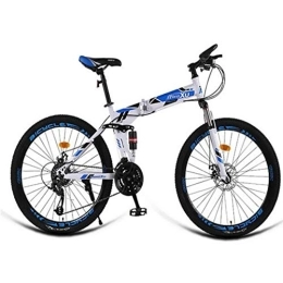 RPOLY Bike RPOLY 21-Speed Mountain Bike Folding Bikes, Adult Folding Bicycle, Dual Disc Brake, Off-road Variable Speed Bike, Outdoor Bicycle, Blue_24 Inch
