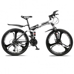 RPOLY Folding Bike RPOLY 21-Speed Mountain Bike Folding Bikes, Double Shock Absorption, Adult Folding Bicycle, Off-road Variable Speed Bike with 3-Spoke Wheels, Black_26 Inch