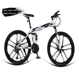 RPOLY Bike RPOLY 21-Speed Mountain Bike Folding Bikes, Folding Bicycle, Dual Shock Disc Brake, Adult Off-road Variable Speed Racing Bike, Black_26 Inch