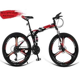 RPOLY Bike RPOLY 24-Speed Mountain Bike Folding Bikes, Adult Folding Bicycle, Dual Disc Brake, Outdoor Bicycle, Off-road Variable Speed Bike, Red_26 Inch
