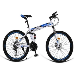 RPOLY Bike RPOLY 24-Speed Mountain Bike Folding Bikes, Dual Disc Brake, Adult Folding Bicycle, Off-road Variable Speed Bike, Outdoor Bicycle, Blue_26 Inch