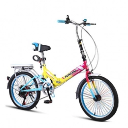 RPOLY Folding Bike RPOLY 7-Speed Folding Bike, Adult Folding Bike City Folding Bike Bicycle with Anti-Skid and Wear-Resistant Tire for Adults, Colorful_20 Inch
