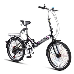 RPOLY Folding Bike RPOLY 7-Speed Folding Bike, Folding Bicycle City Folding Bike Bicycle for Adults with Anti-Skid and Wear-Resistant Tire for Adults, Black_20 Inch